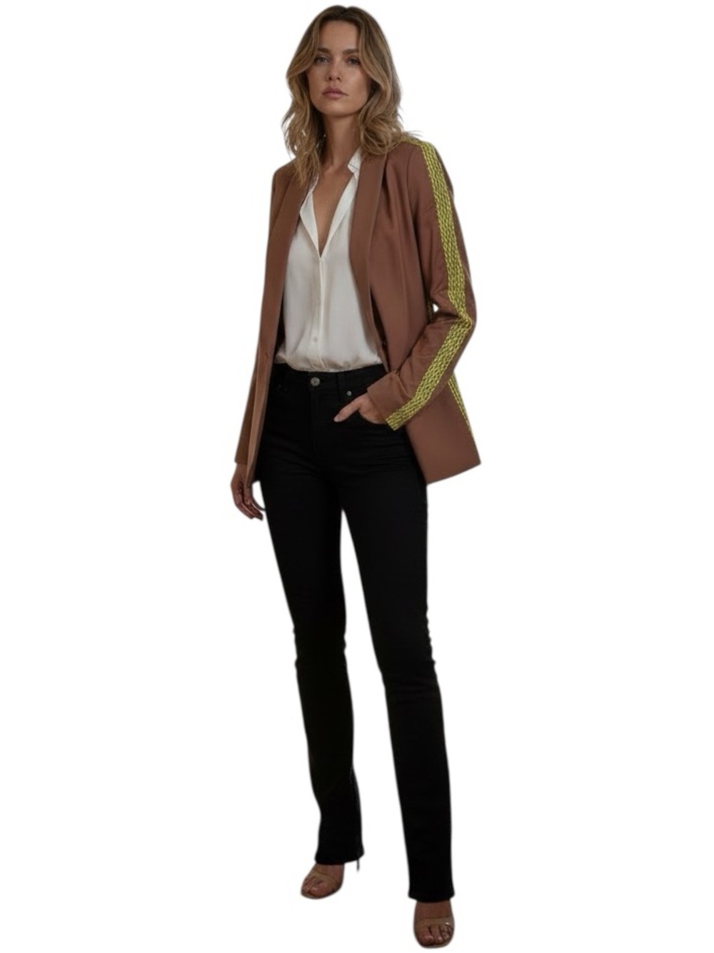 NWT Wildfang ‘The Empower’ Colorblock Tux Blazer in Rose Brown/Neon Size M